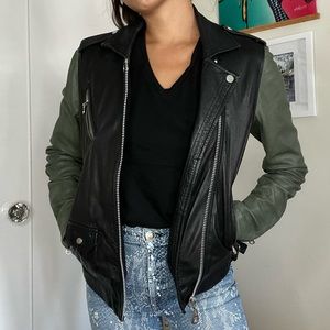 Doma Two Tone Leather Biker Jacket